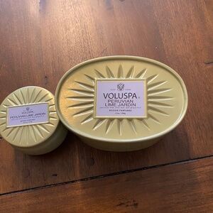 NWT Two Voluspa Peruvian Lime Jardin candles ( 12oz and 4.5 oz)